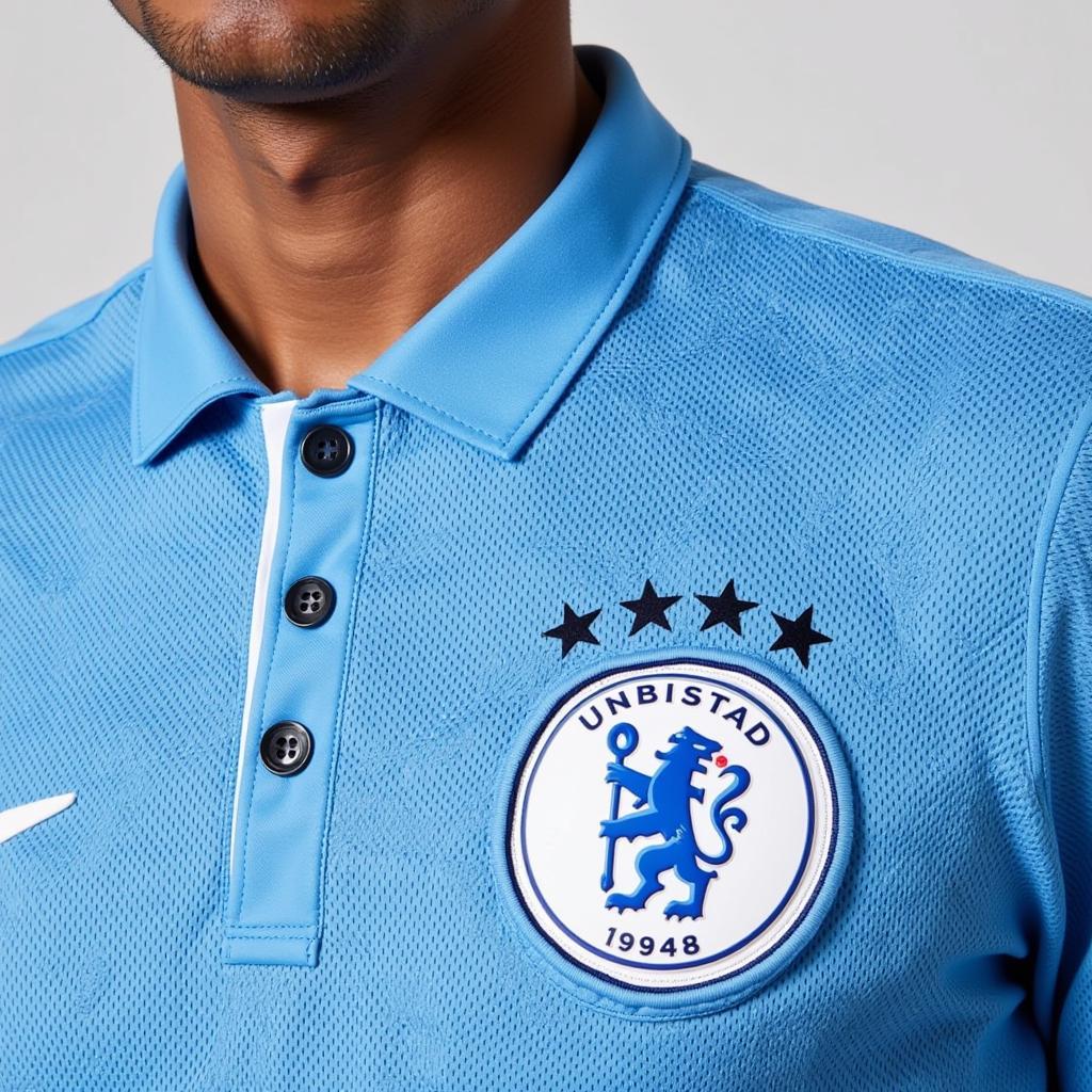 Detailed view of the Manchester City 23/24 home kit, emphasizing the design elements.