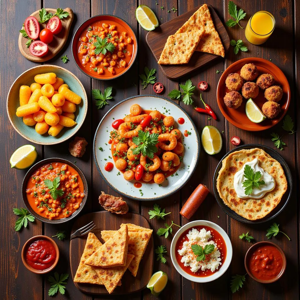 Colorful array of Spanish tapas