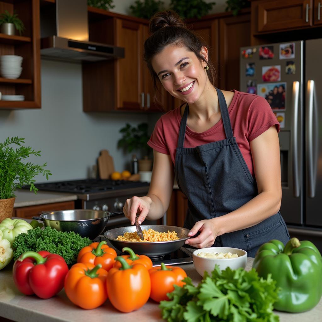 Preparing a meal using fresh Spanish produce