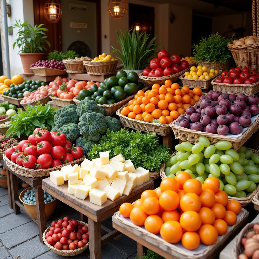 Bustling Corsican market with fresh, local produce