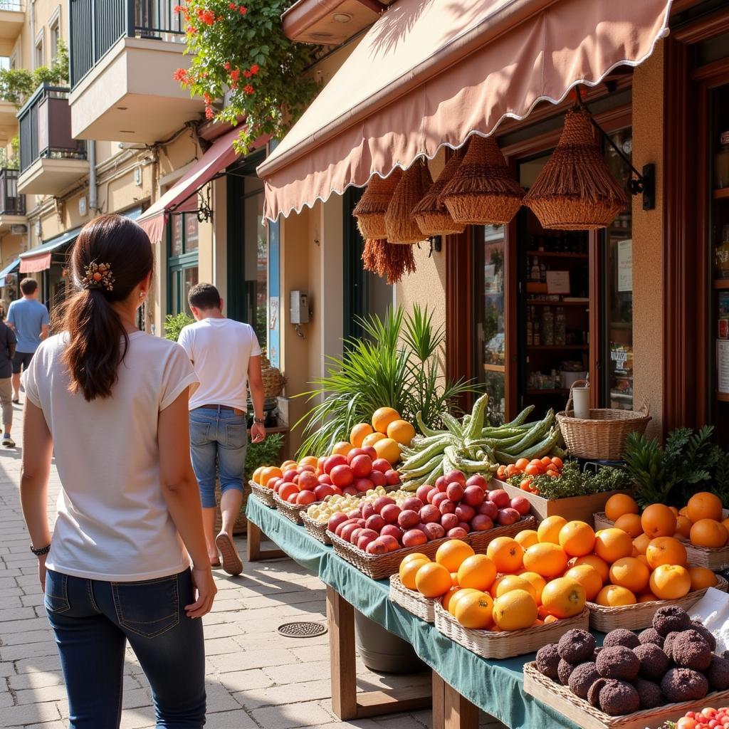 A vibrant local market bursting with colors and life in Costa Blanca.