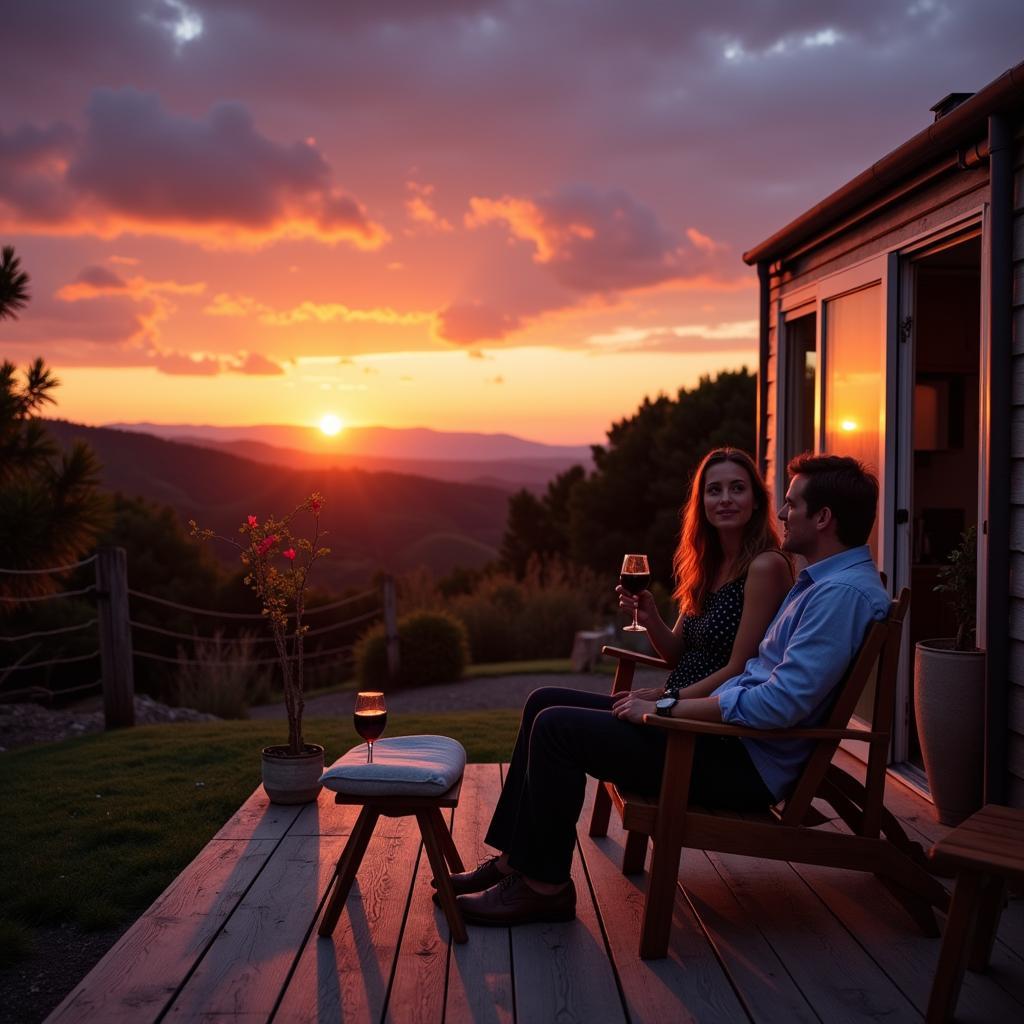 Couple Relaxing on Mobil Home Deck