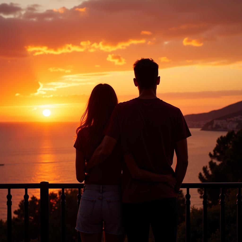 Couple Enjoying Spanish Sunset