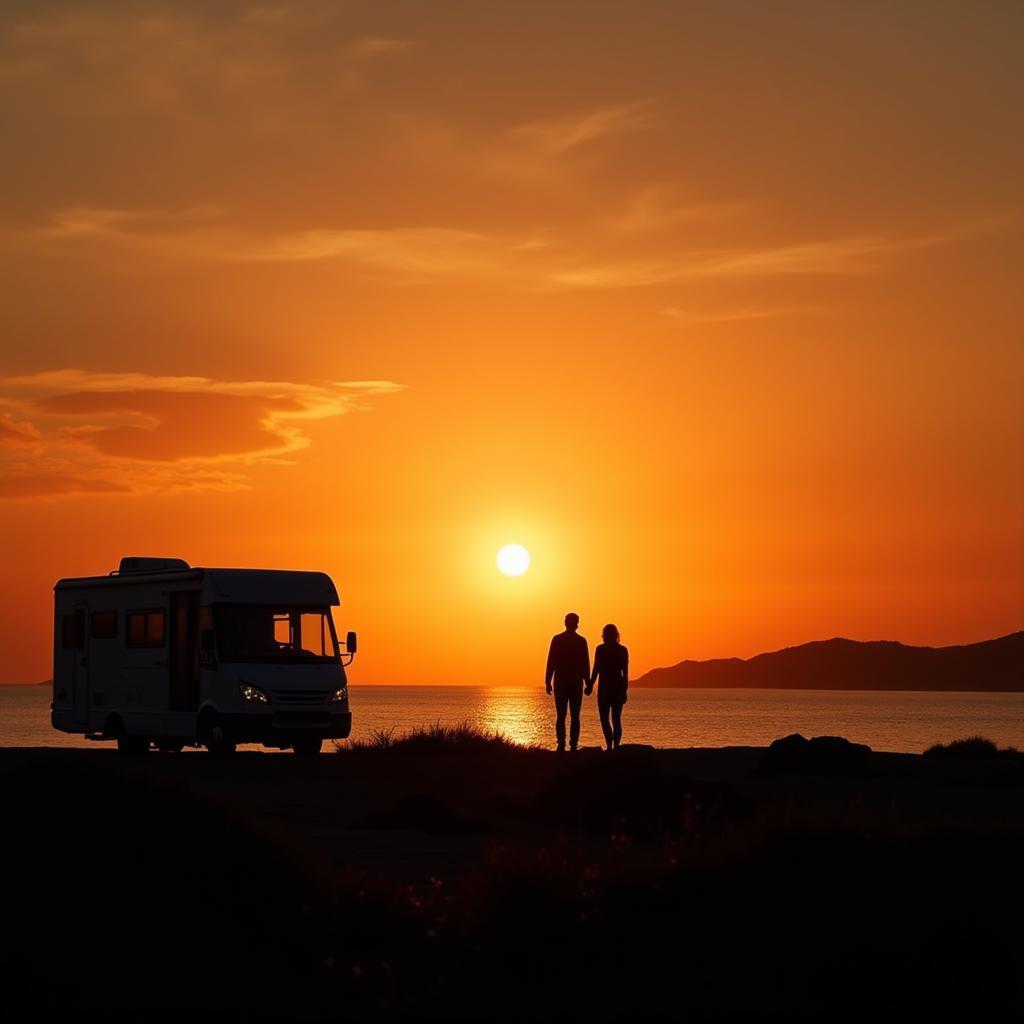 Enjoying Sunset from a Mobile Home