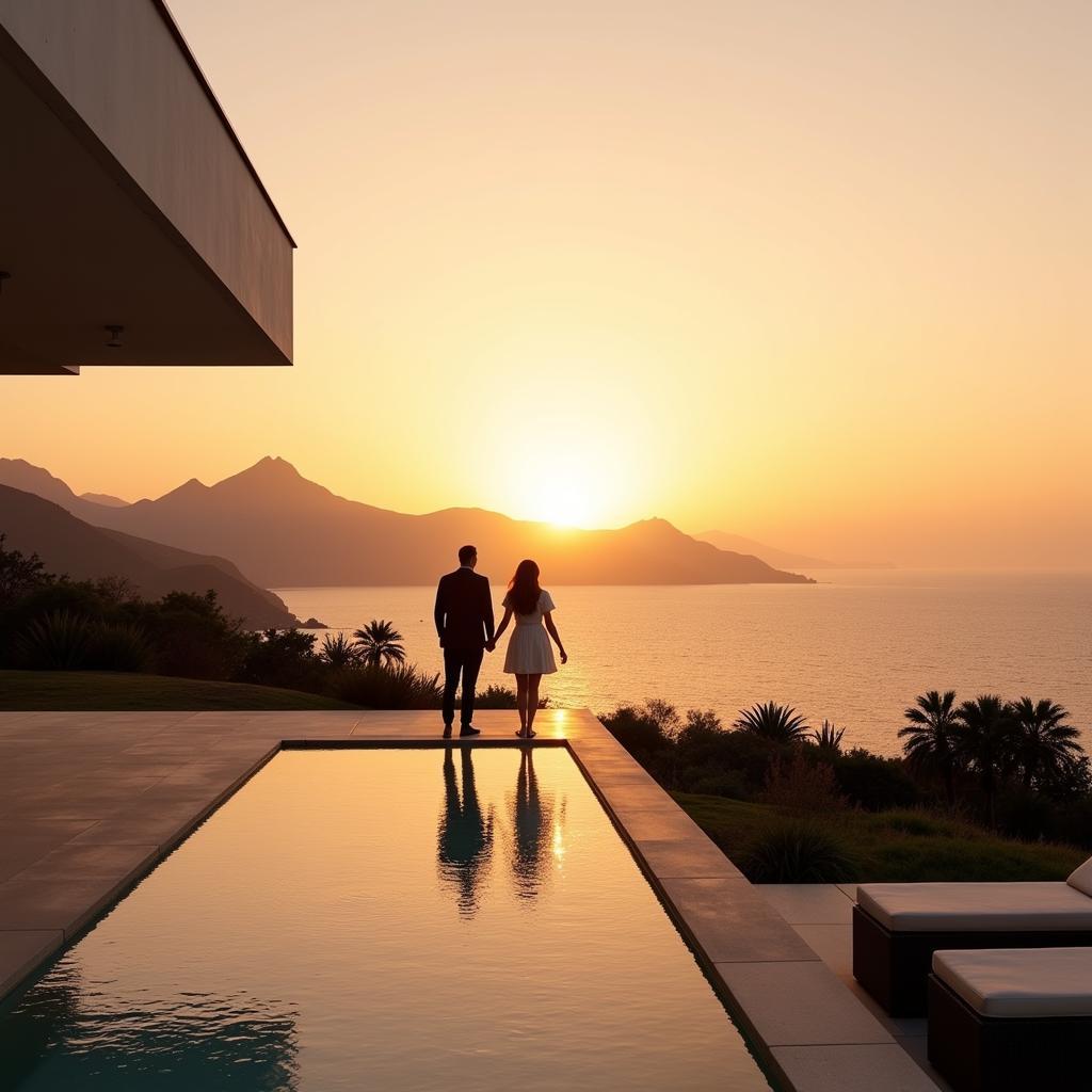 Couple enjoying sunset view from Fuerteventura home