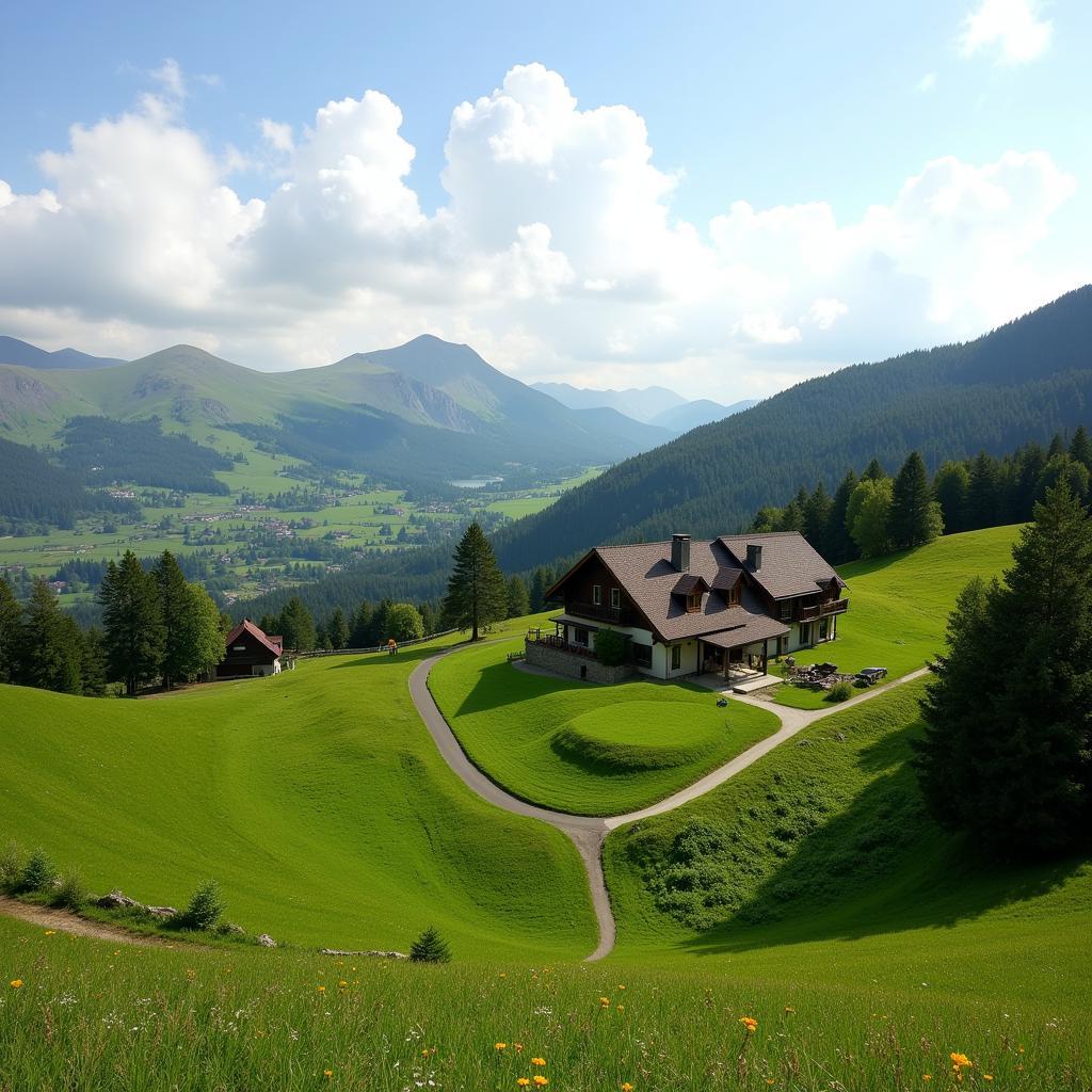 A couple enjoys a scenic hike through the rolling hills of the Spanish countryside.