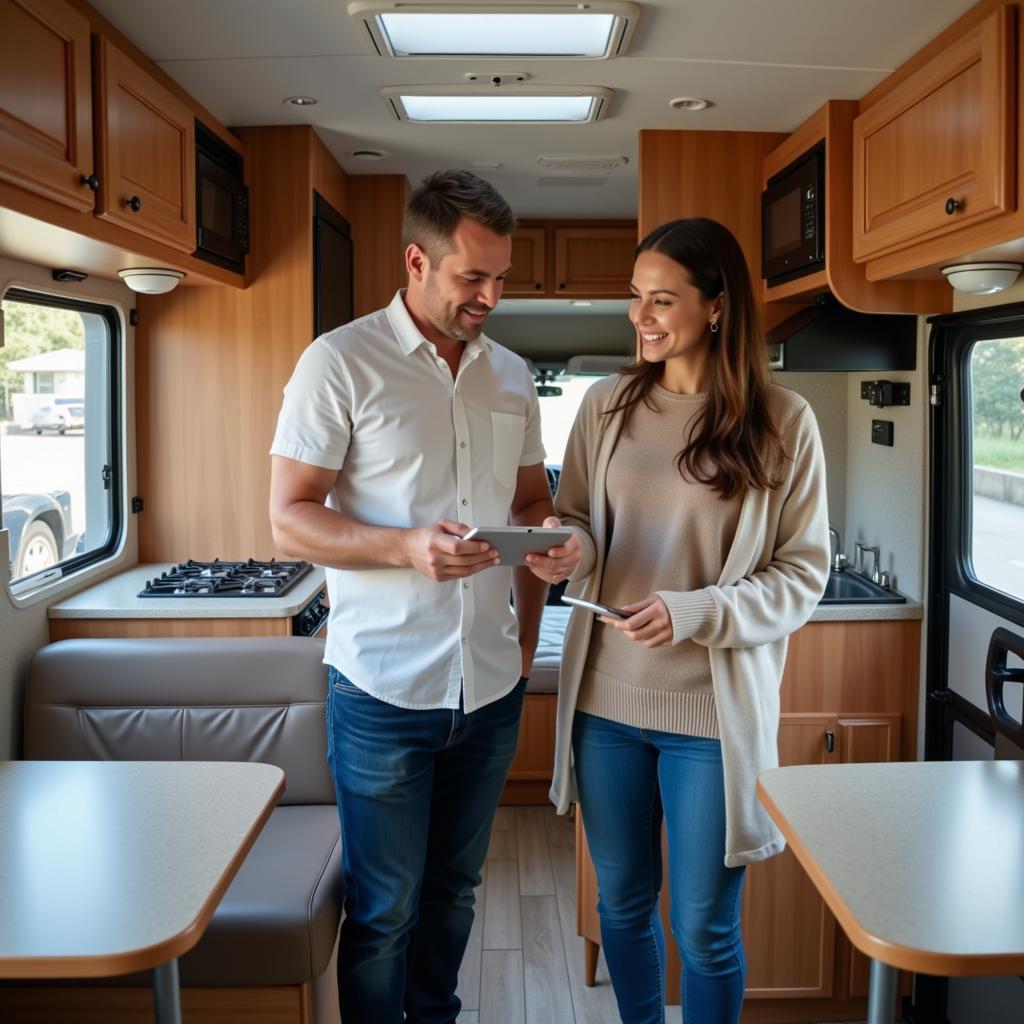 Couple Inspecting Motorhome