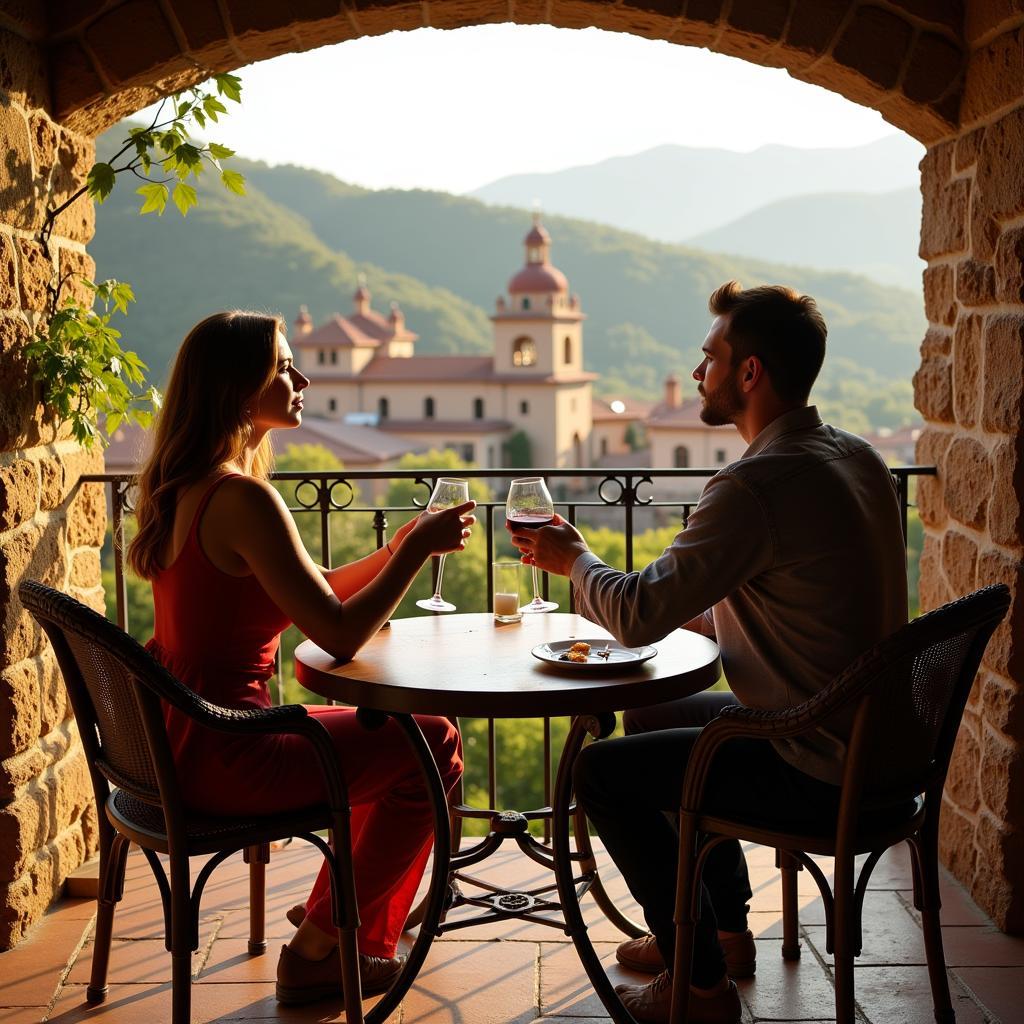 Couple Relaxing on a Spanish Villa Balcony