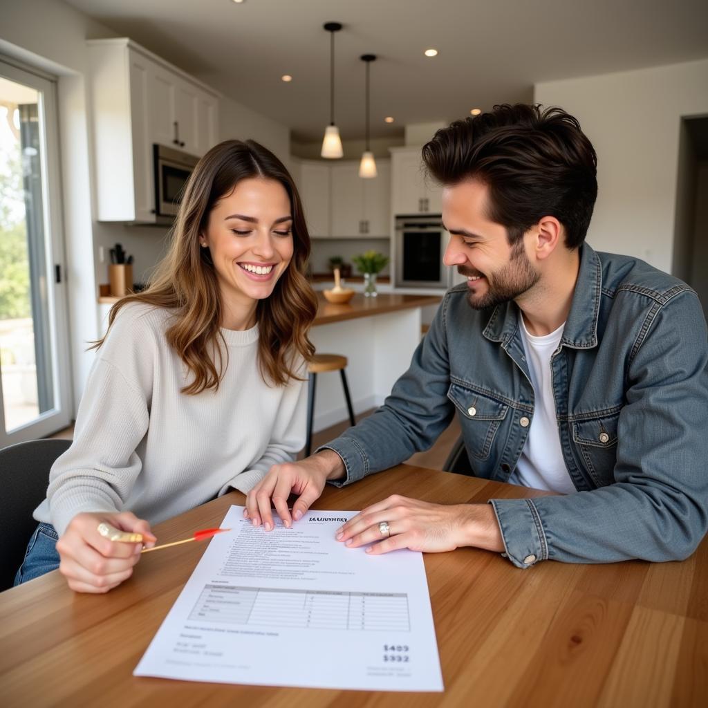  Couple Reviewing their Neinor Homes Cotización