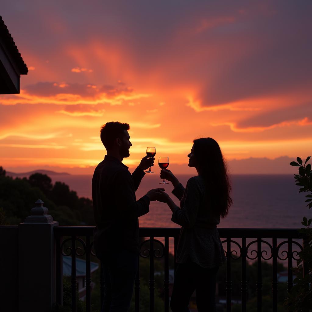 Couple Toasting at Sunset