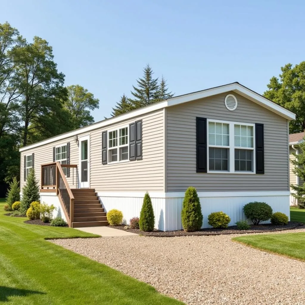 A Couple Viewing a Pre-owned Mobile Home with a Sales Representative