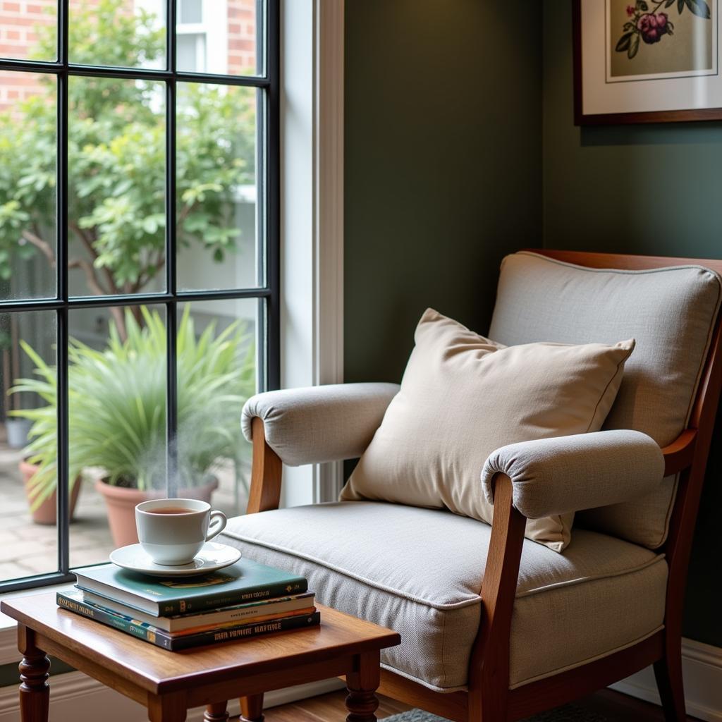 A Cozy Reading Nook in a Kenay Home Salon