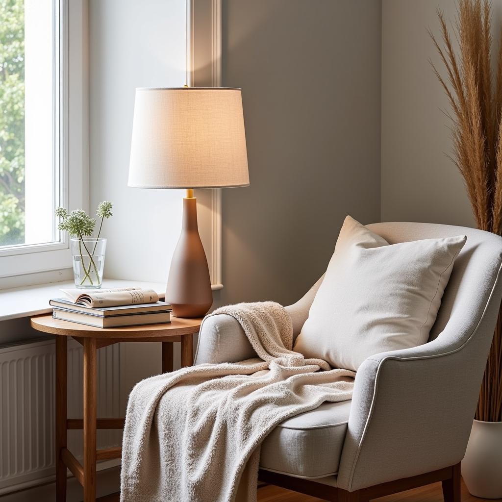 Cozy Reading Nook with Zara Home Lampara Mesa