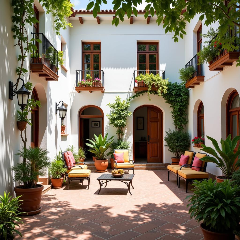 A peaceful courtyard in a traditional Spanish home