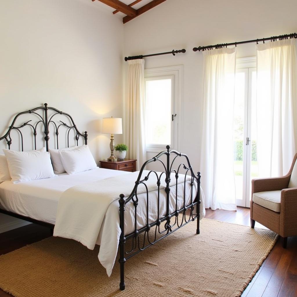 Serene bedroom in a Spanish homestay with Kenay Home accents