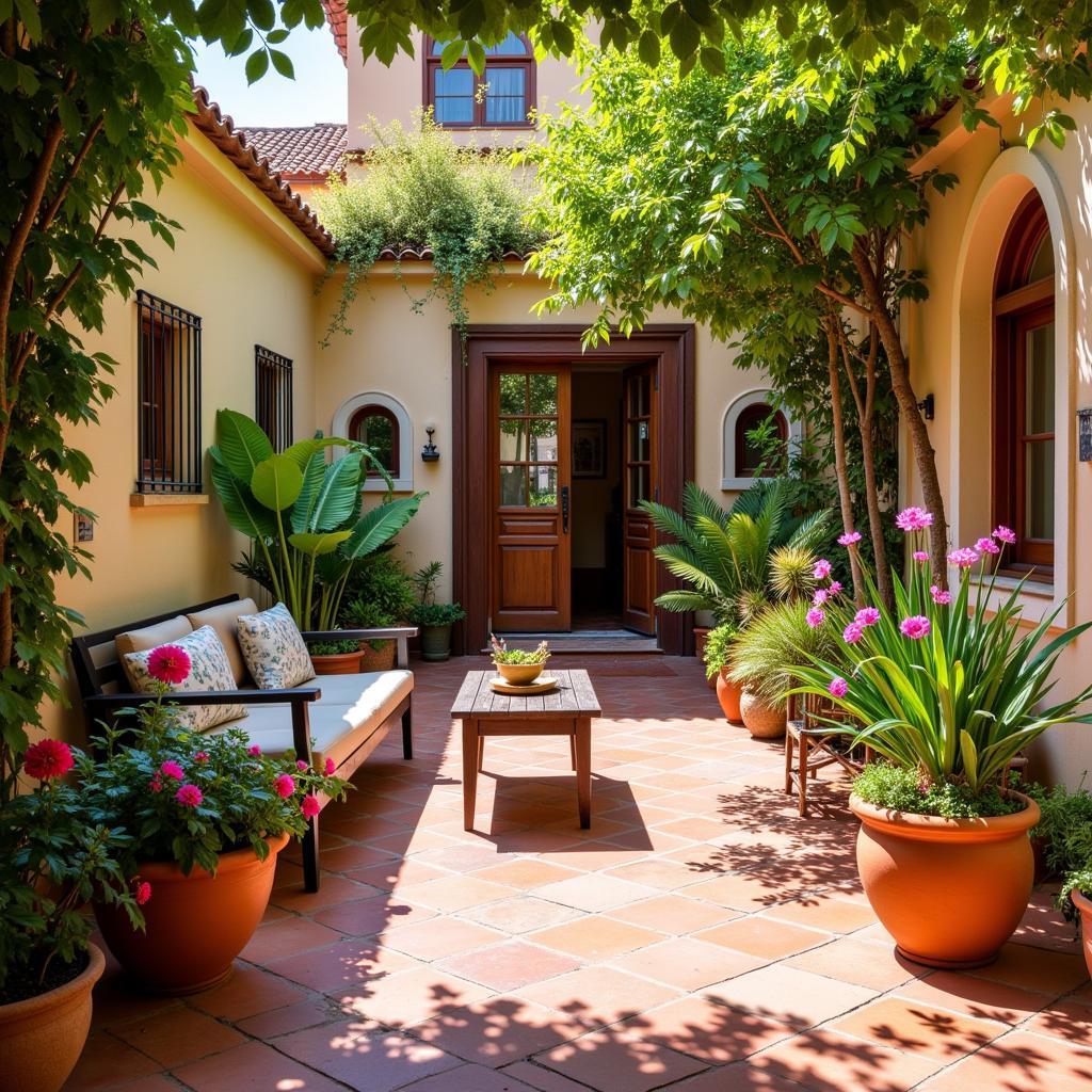 Cozy Spanish villa courtyard