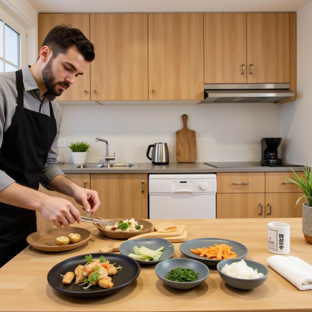 Fully equipped kitchen in a Daido Home apartment