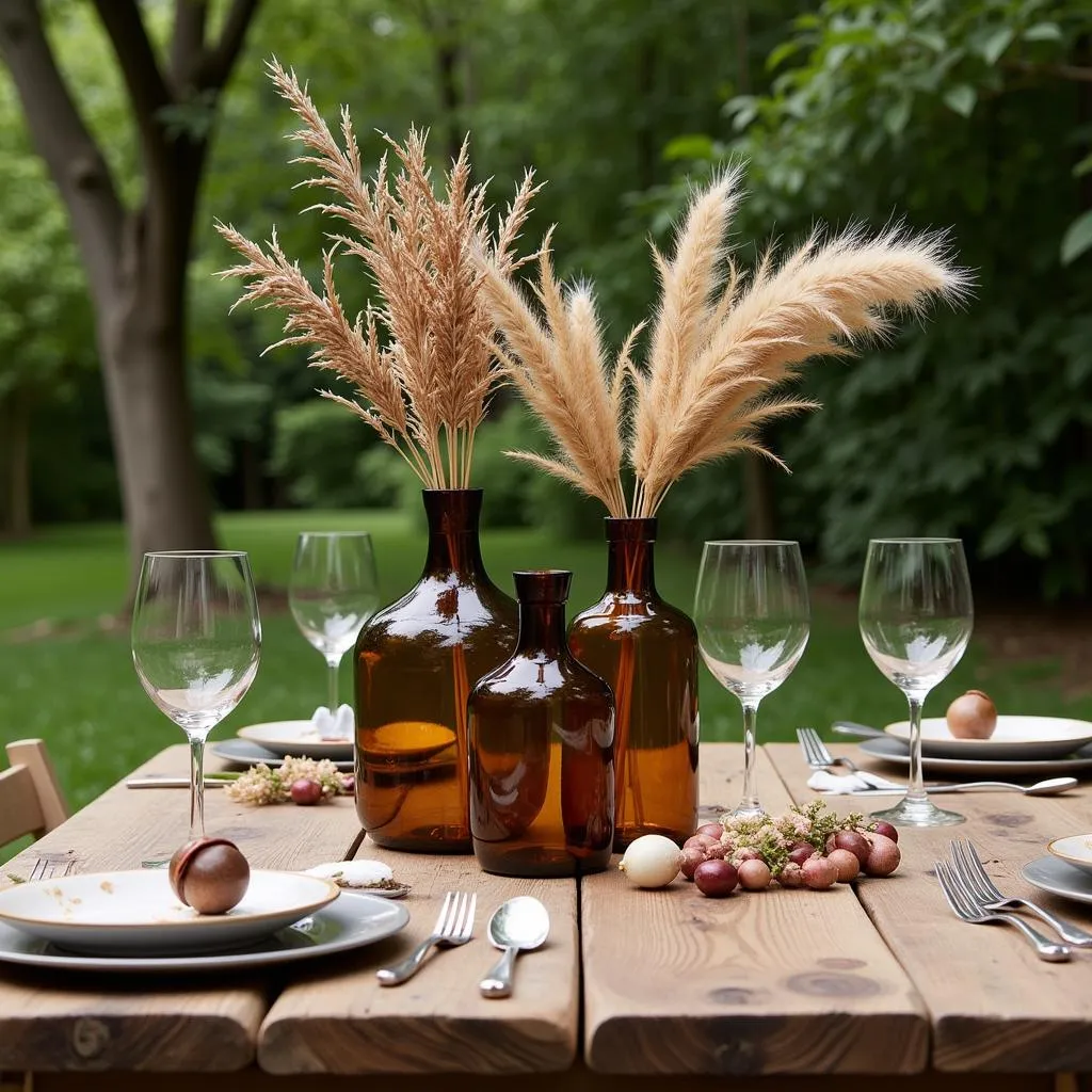 Dark amber vases from Zara Home on a dining table