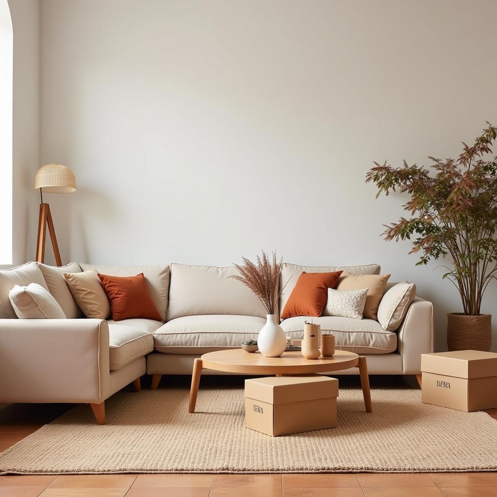 Decorating with Zara Home boxes to enhance the aesthetic appeal of a living room in a Spanish home