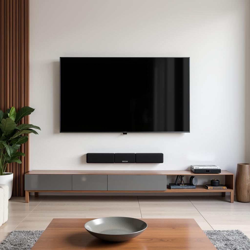 Denon soundbar in a modern Spanish apartment