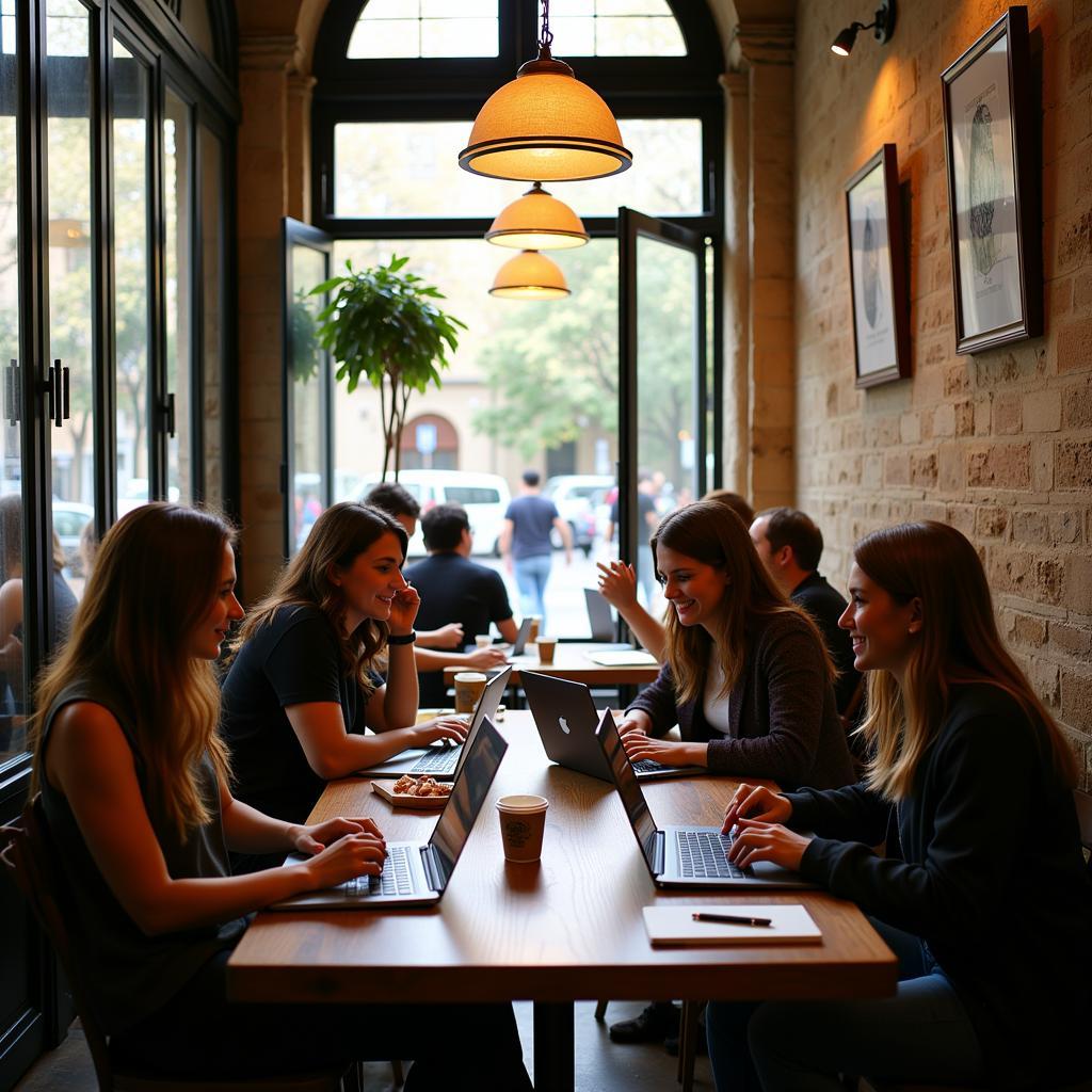 Connecting with Fellow Nomads in a Barcelona Cafe