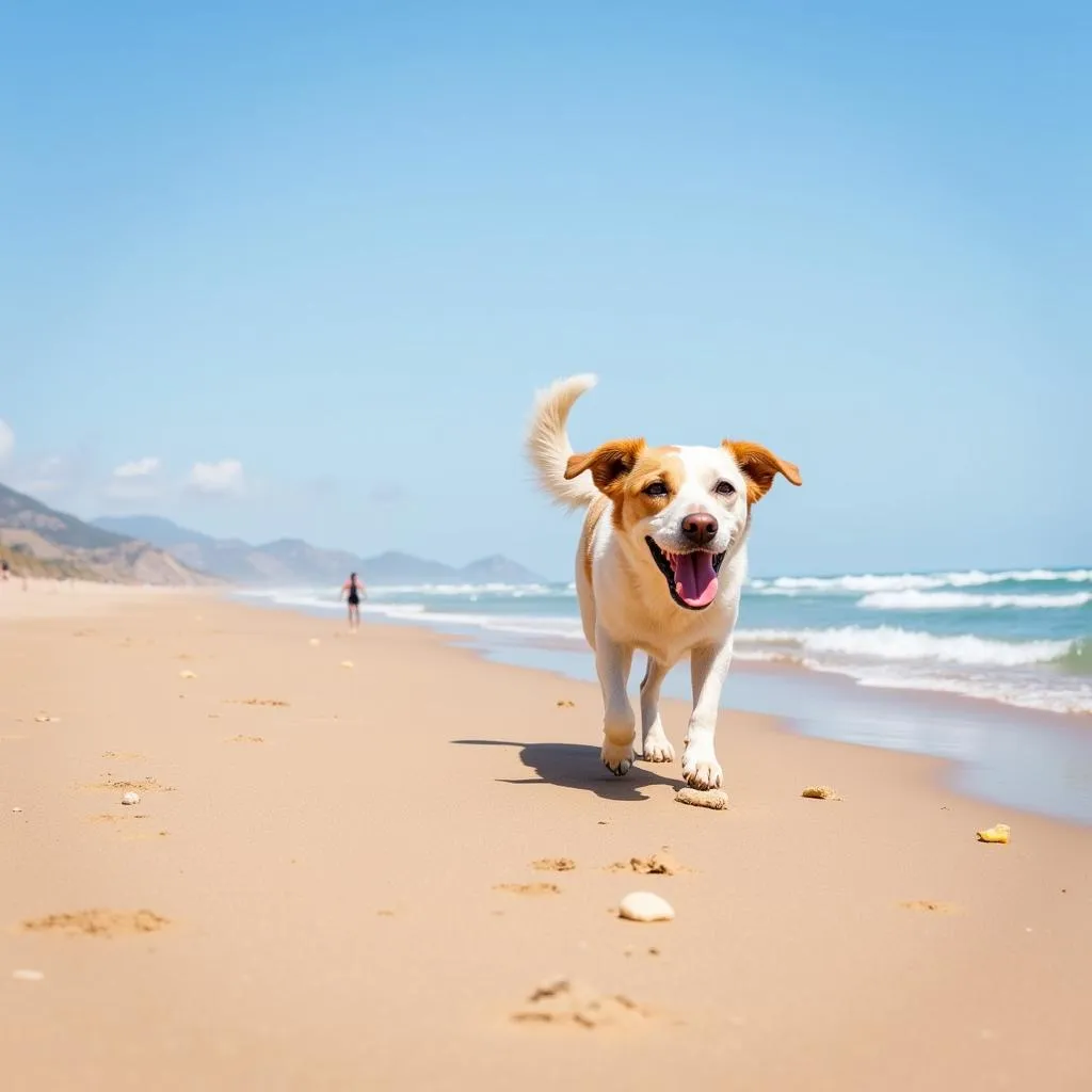 Dog Running on Andalusian Beach