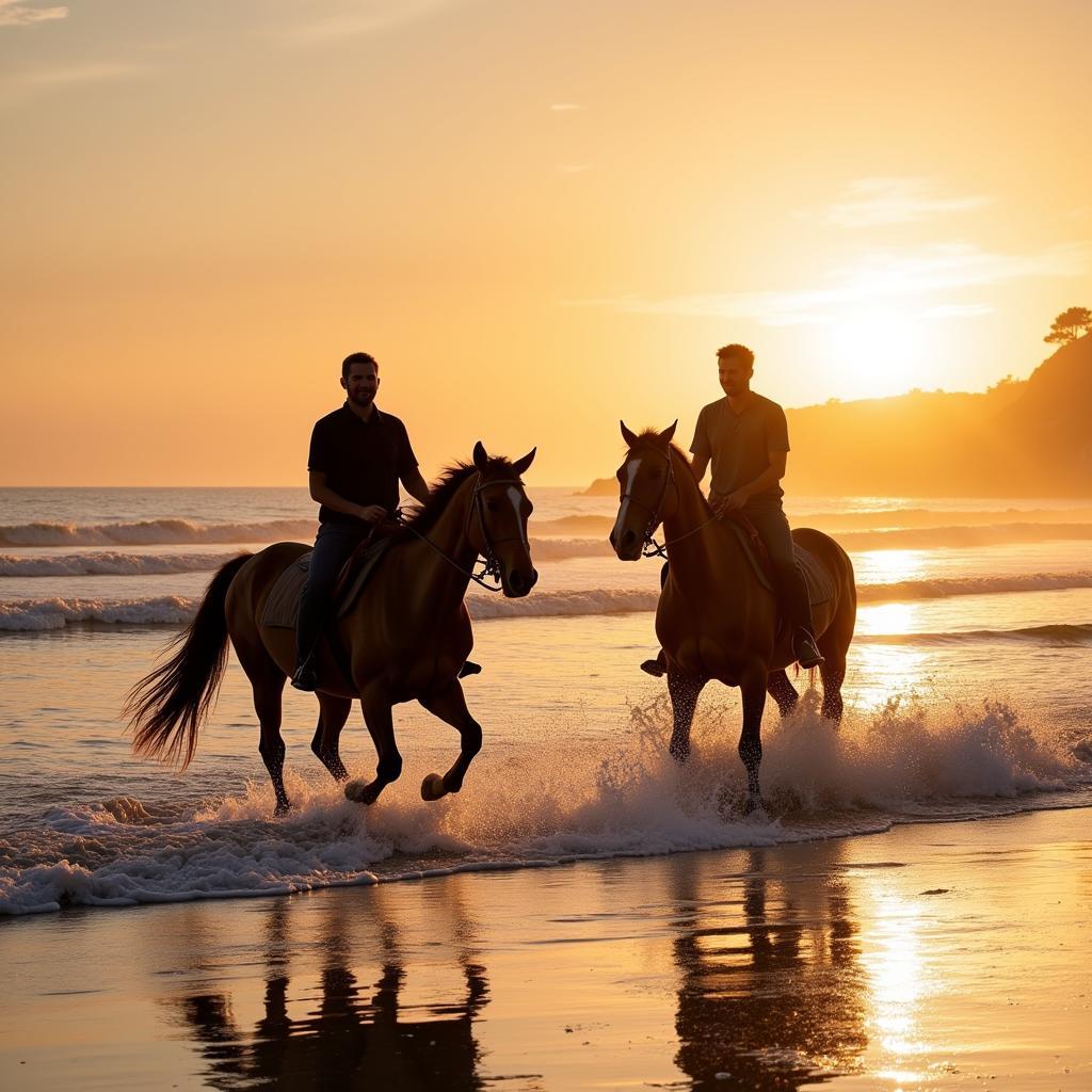 Horseback riding on the beach in Doñana