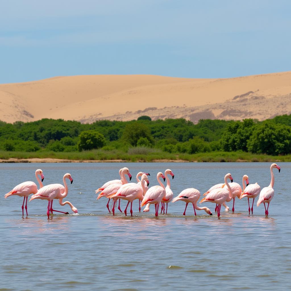 Flamingos in Doñana National Park