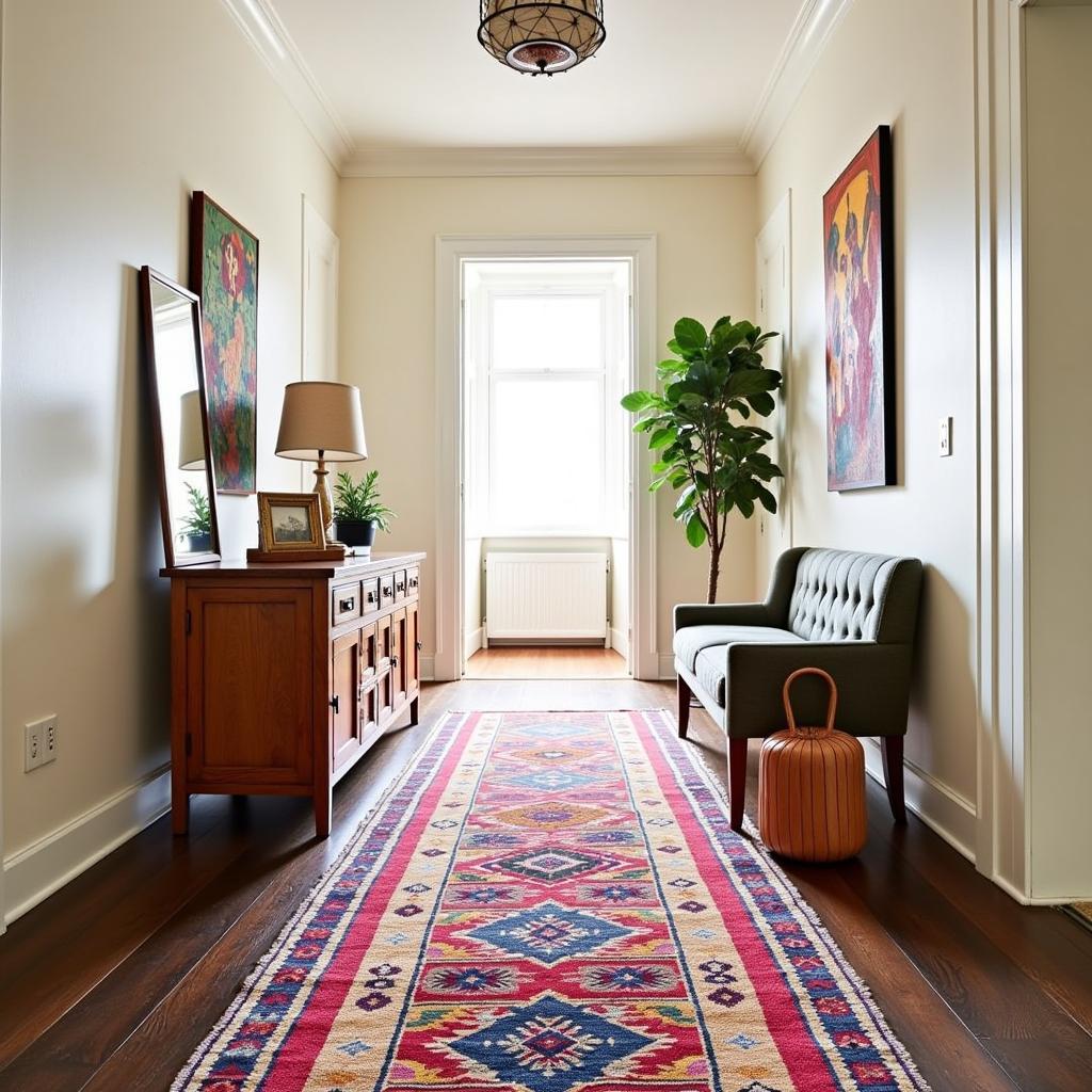 Eclectic Spanish Hallway with Zara Home Runner