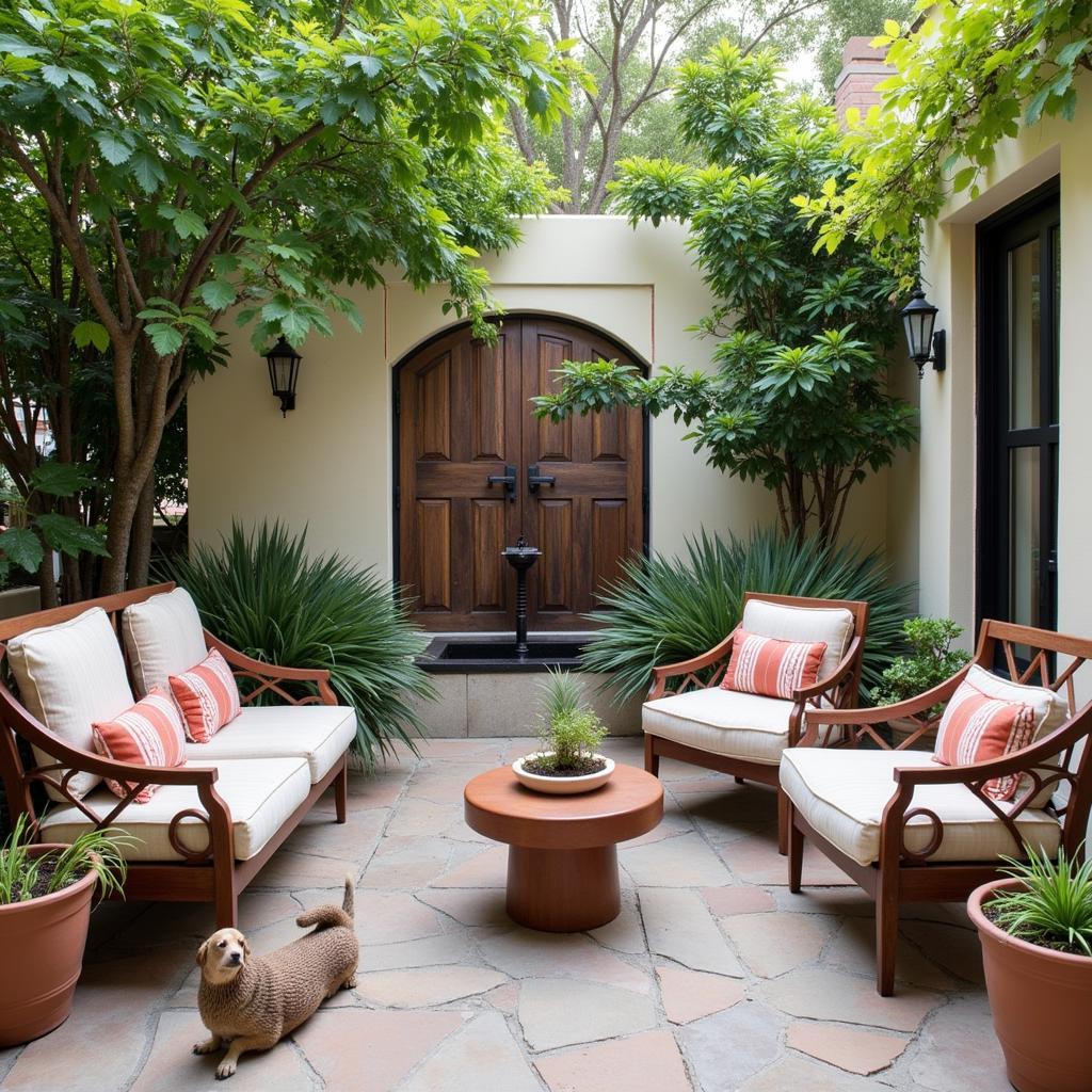 Peaceful courtyard of El Nogal Home