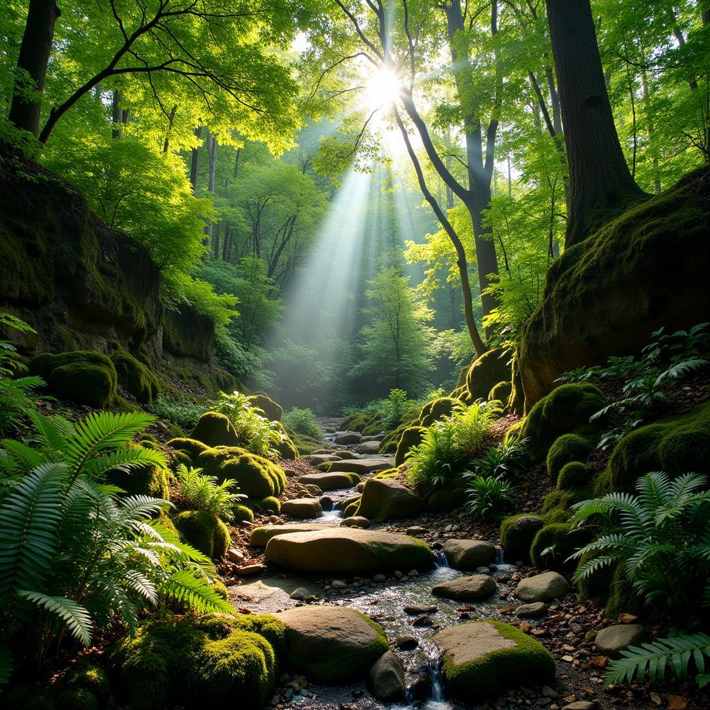 Lush forest in the Montseny Natural Park near El Turo de l'Home