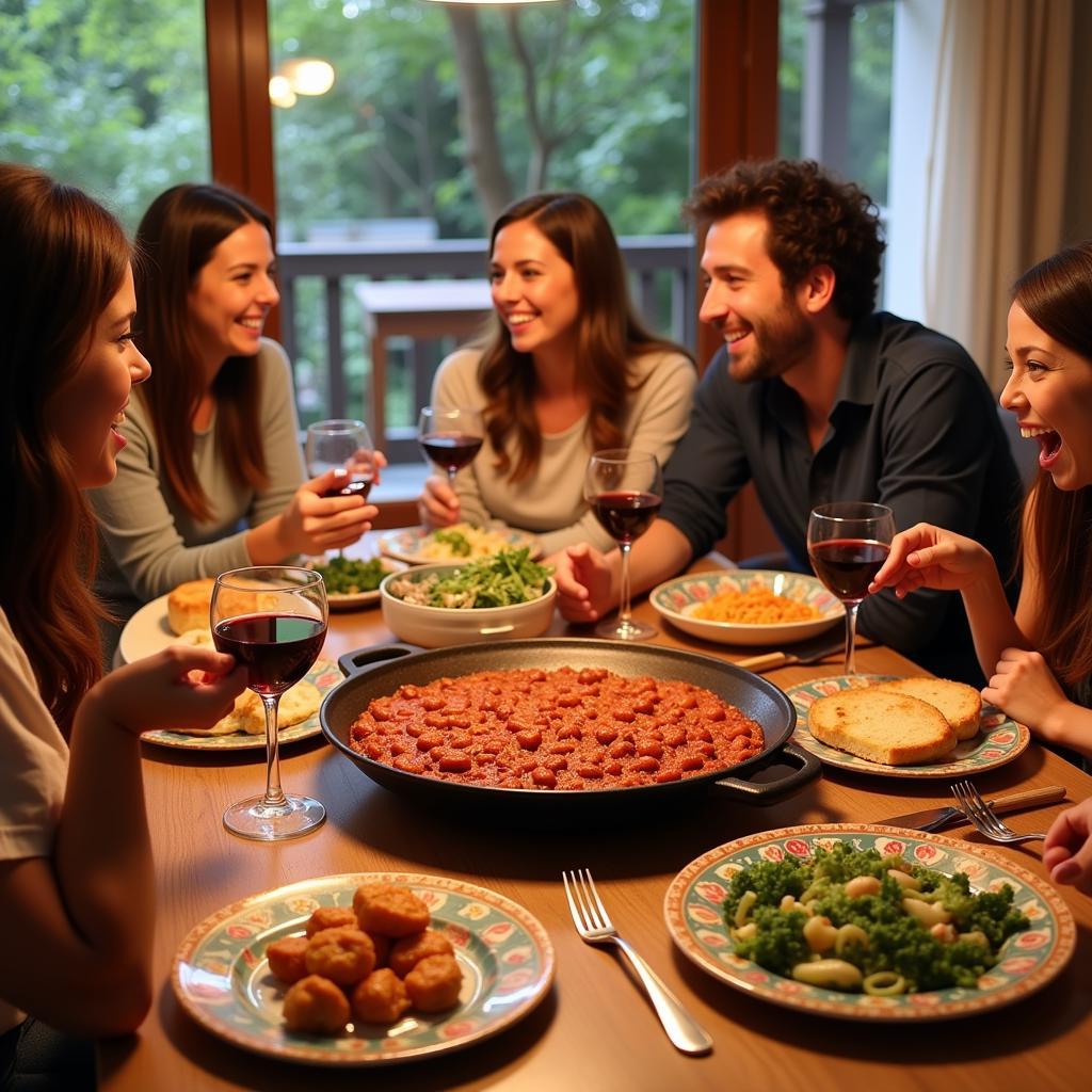 a group of friends enjoying a delicious homemade dotarizo