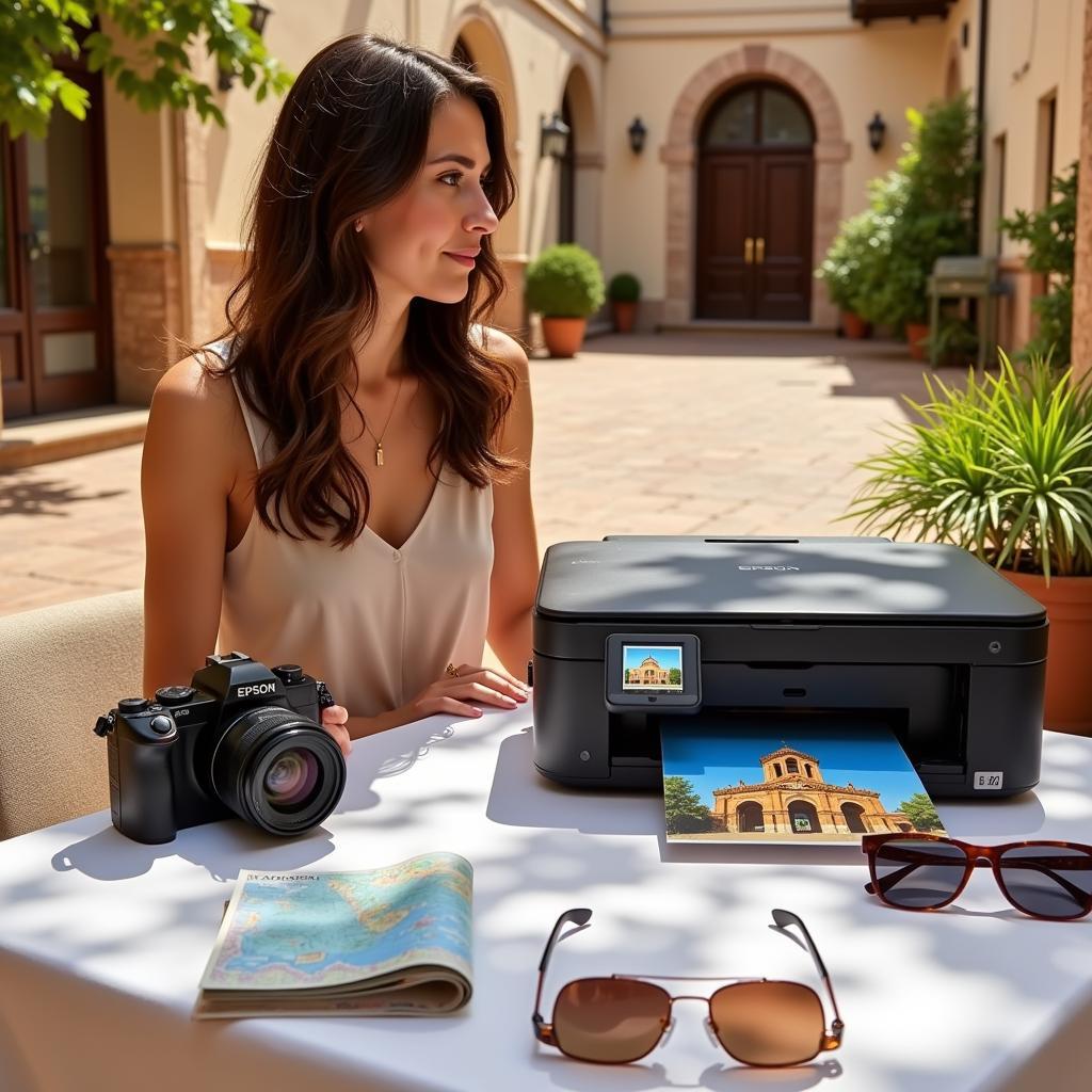 Printing photos in a Spanish courtyard