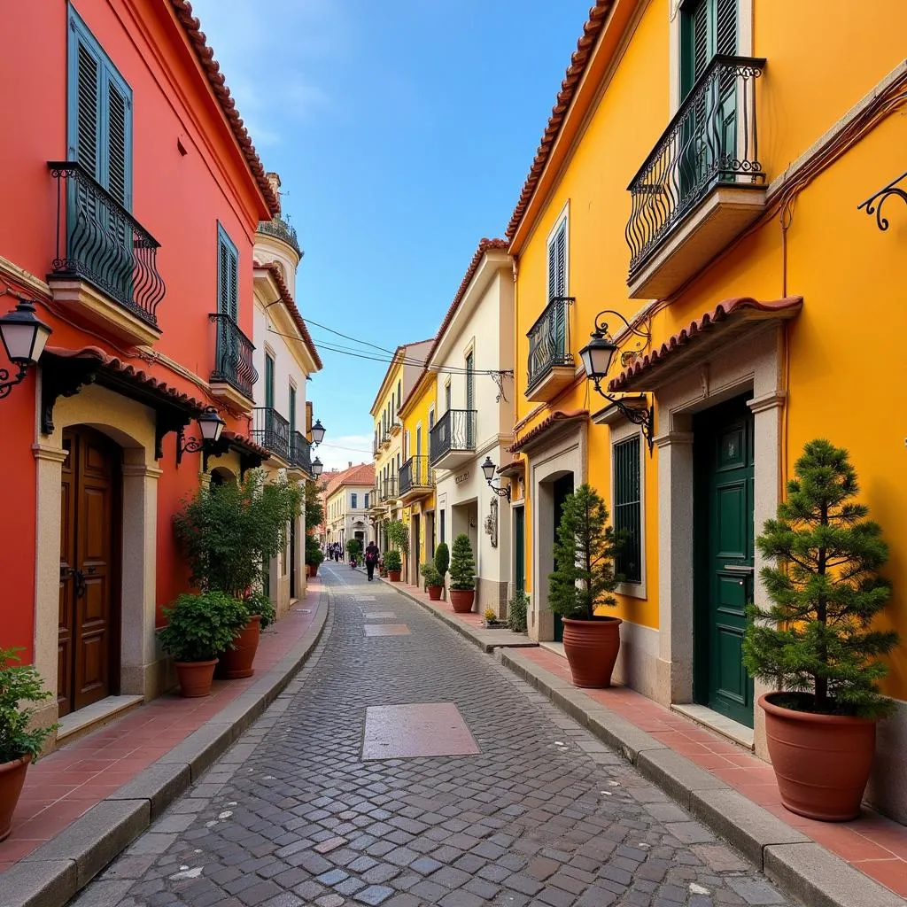 Cobblestone streets and colorful facades of Estepona Old Town