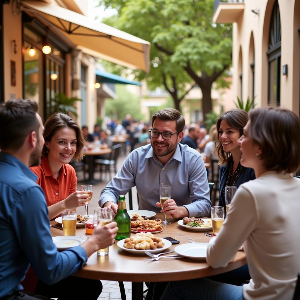 Expats Socializing in a Cafe in Seville