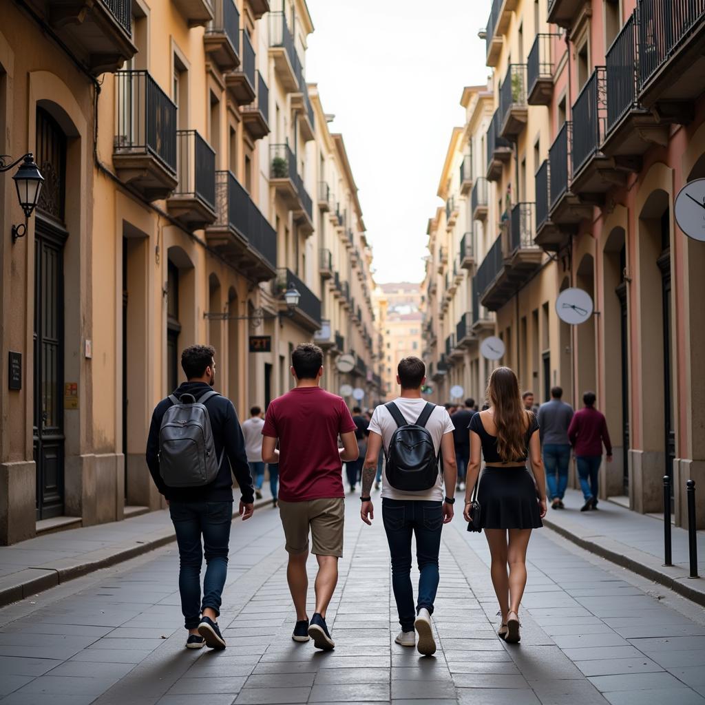 Tourists exploring the vibrant streets of Barcelona