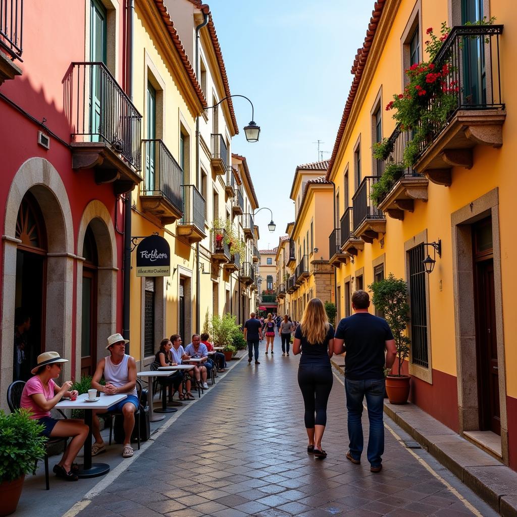 Tourists exploring a charming Spanish town