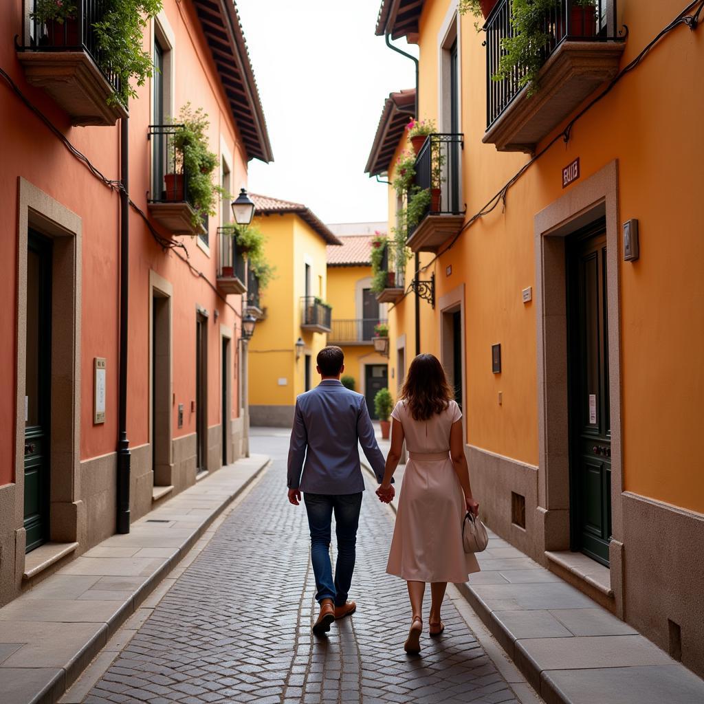 Couple Exploring a Spanish Village