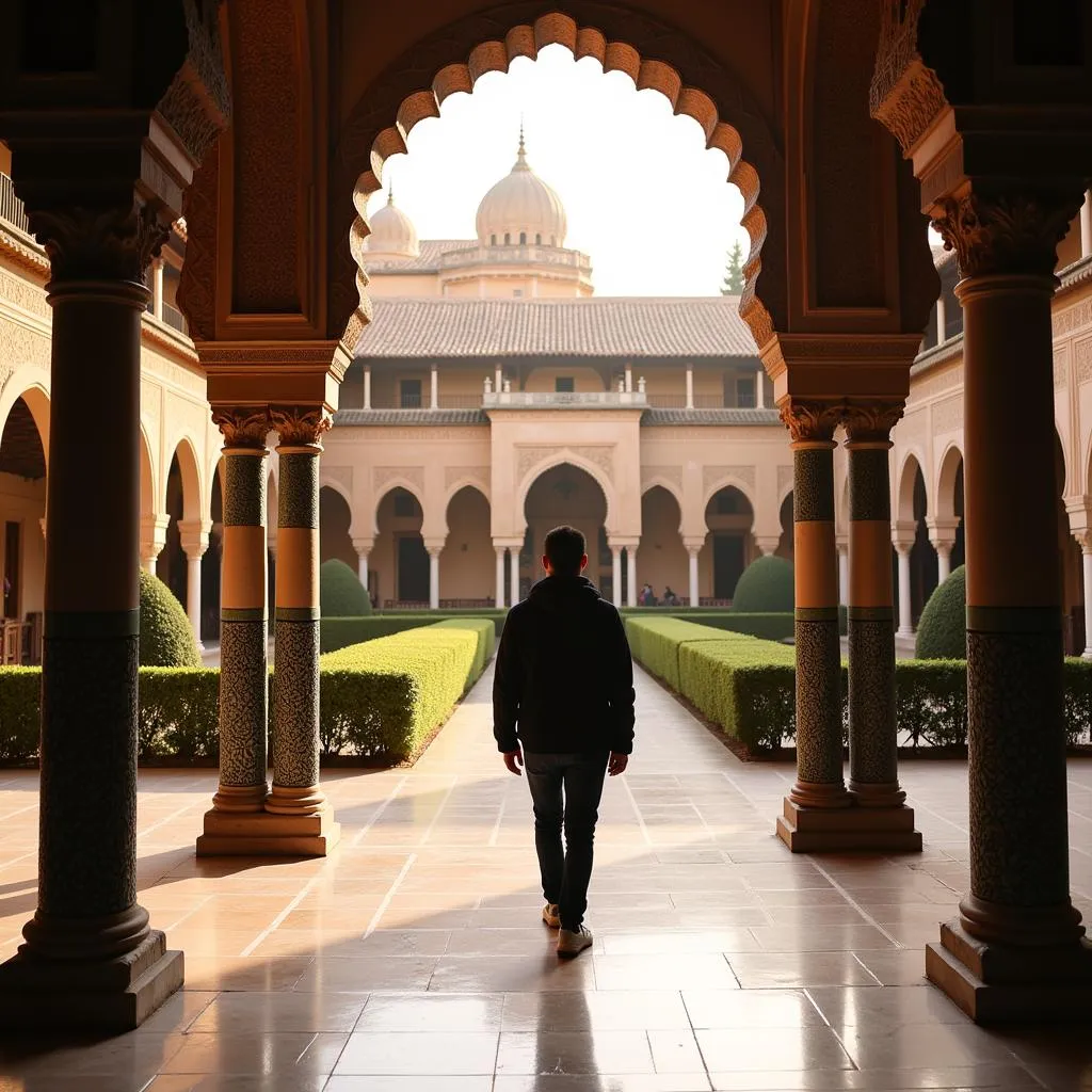 Exploring the Courtyards of the Alhambra Palace