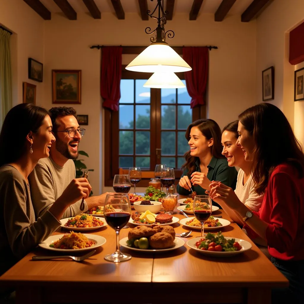 Family Dinner in Spanish Home