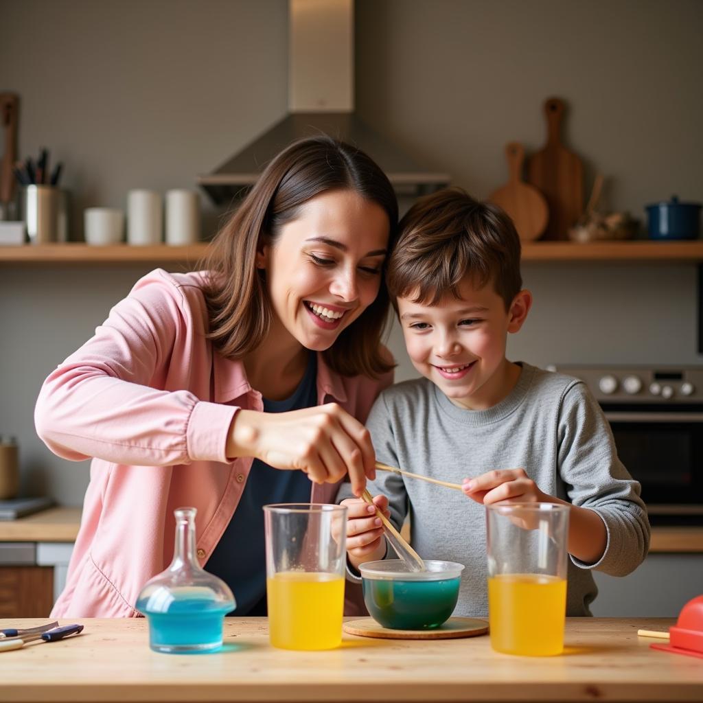 Family Engaged in a Science Experiment