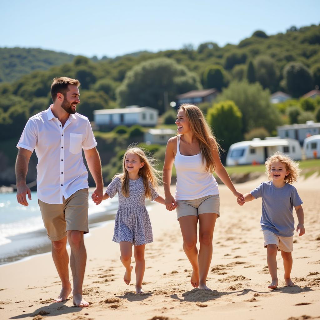 Family Enjoying Cantabria Beach