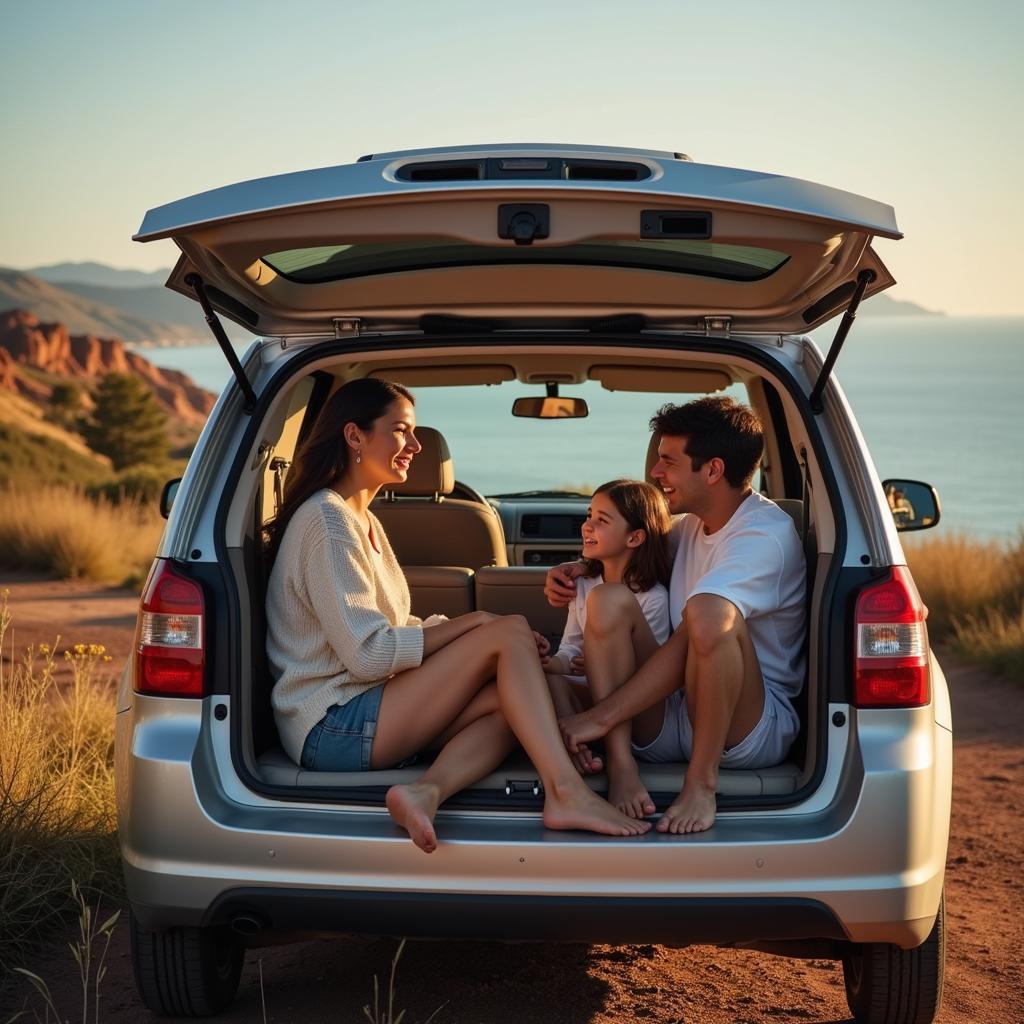 Family Enjoying Car Home Trip in Spain