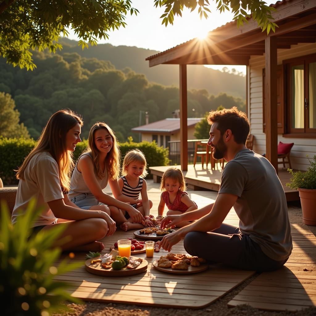 Family enjoying their Spanish Mobil Home Holiday