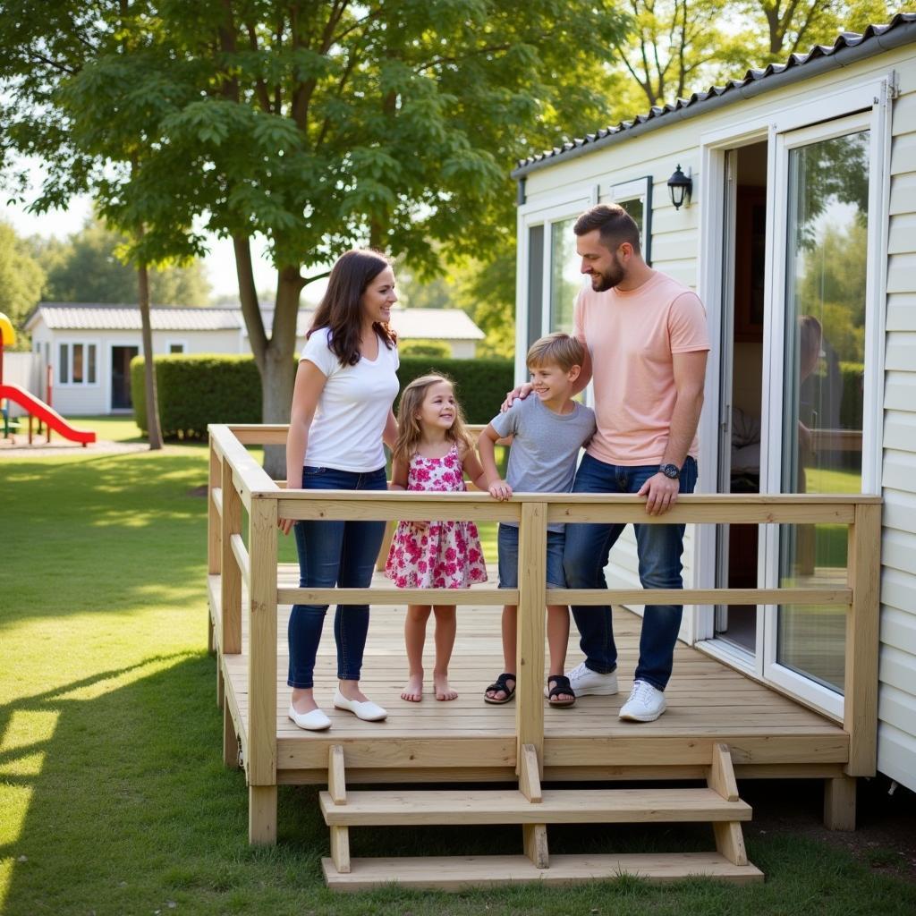 Family enjoying their mobil home stay in Mallorca