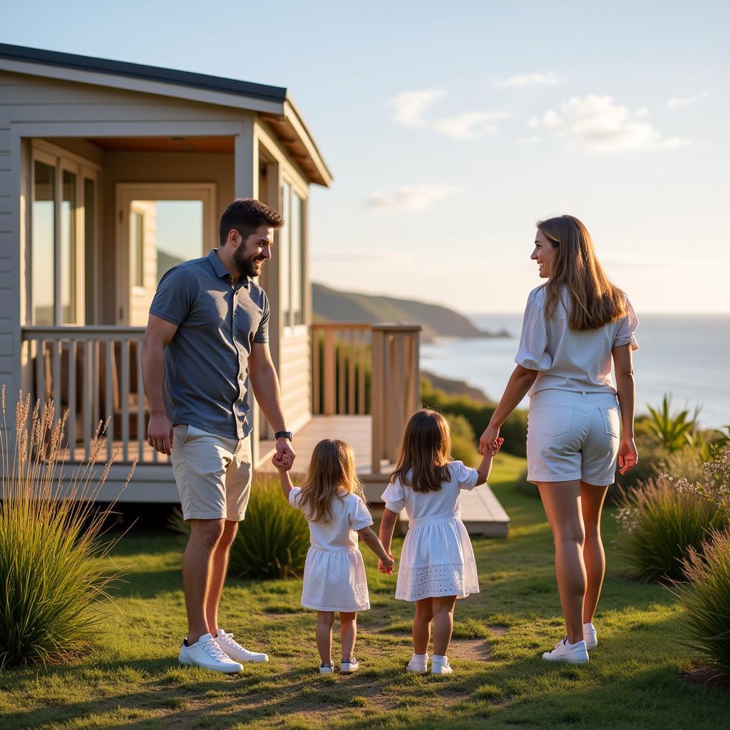 Family Enjoying Mobile Home Trip