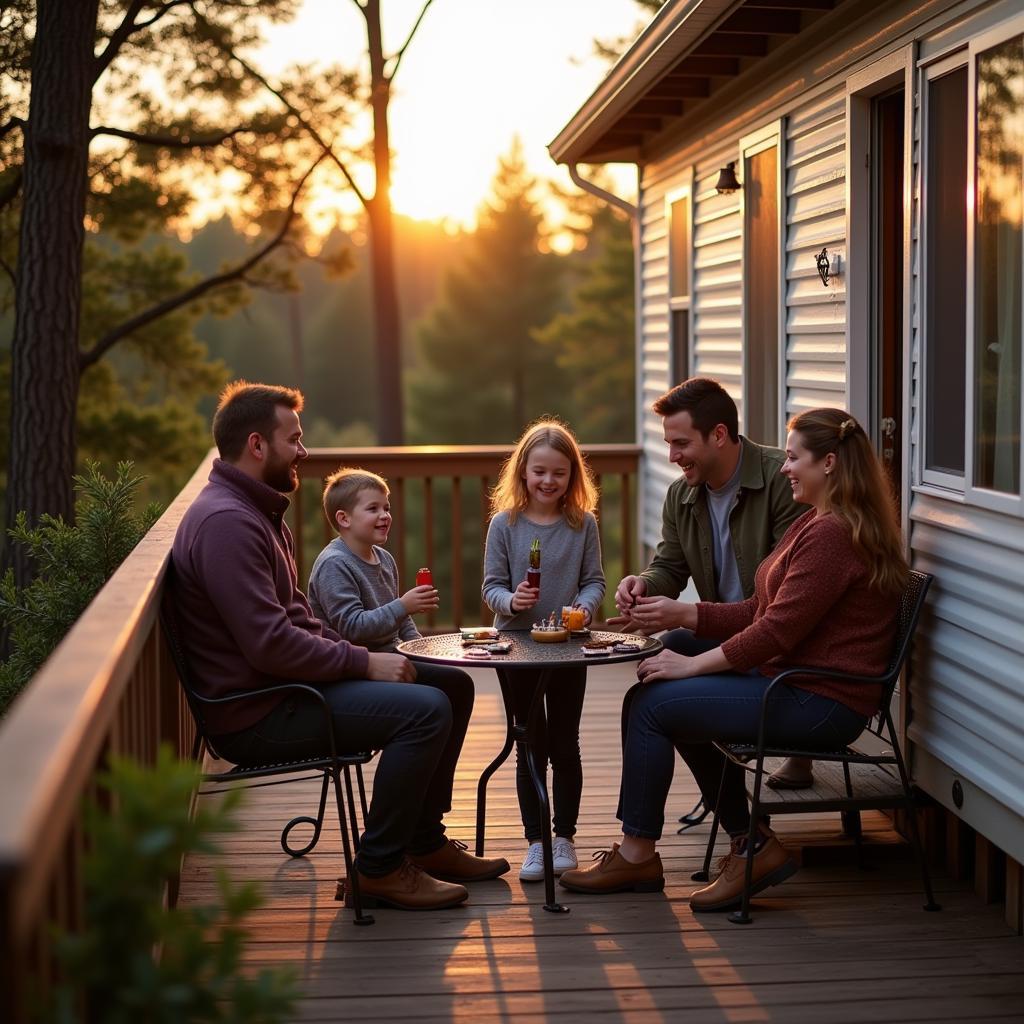 Family having fun during mobile home holiday in Spain