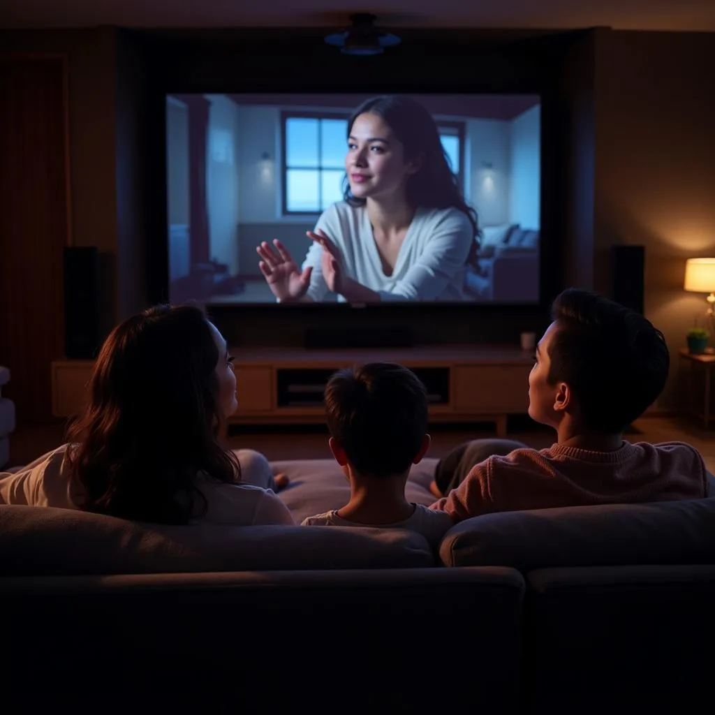 Family Enjoying Movie Night with LG Home Cinema