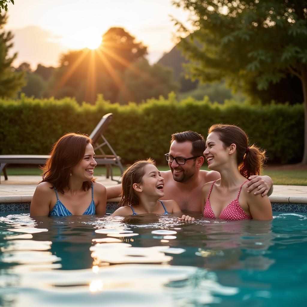 Family Enjoying Spanish Villa