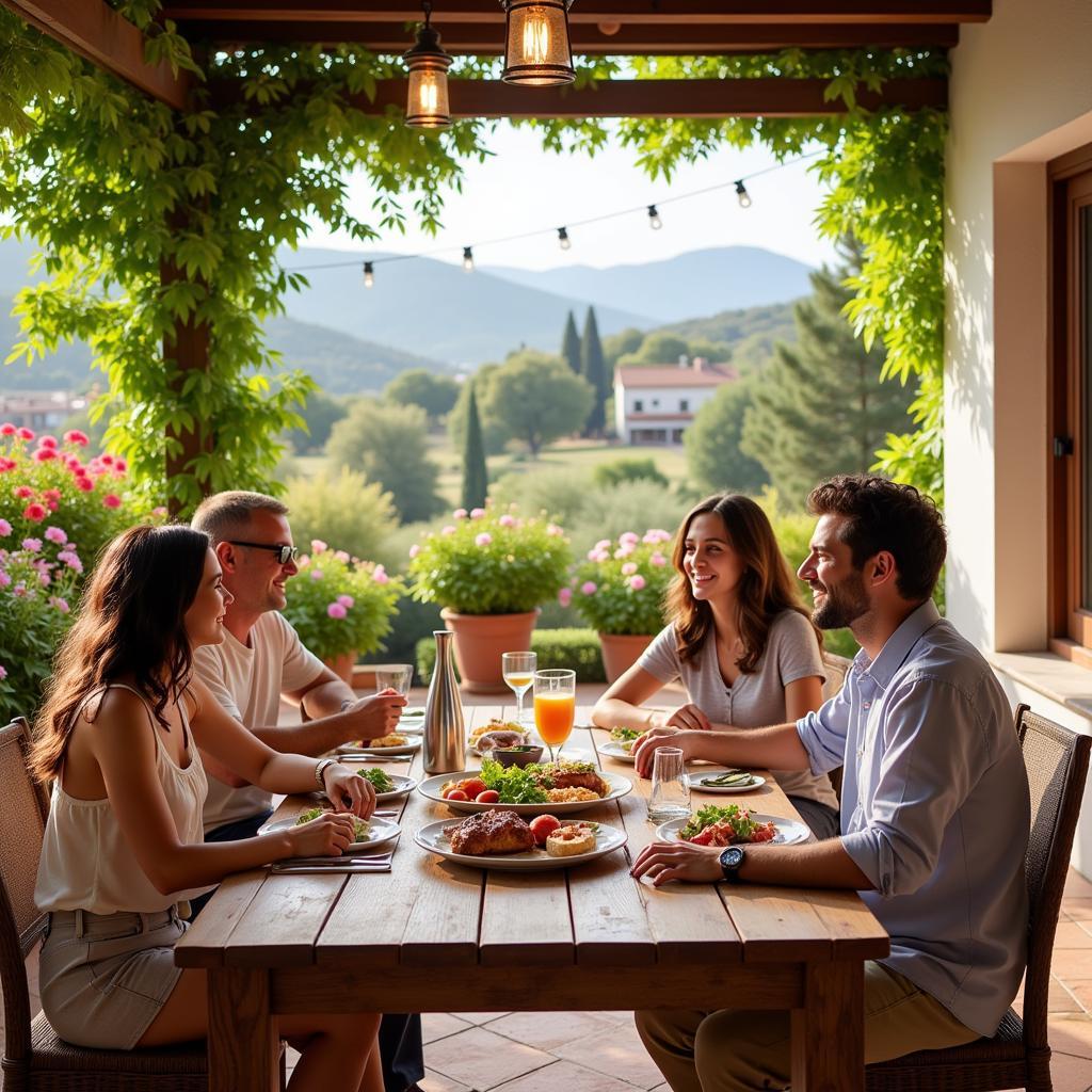 Family Enjoying a Meal on a Témpora Home Patio 